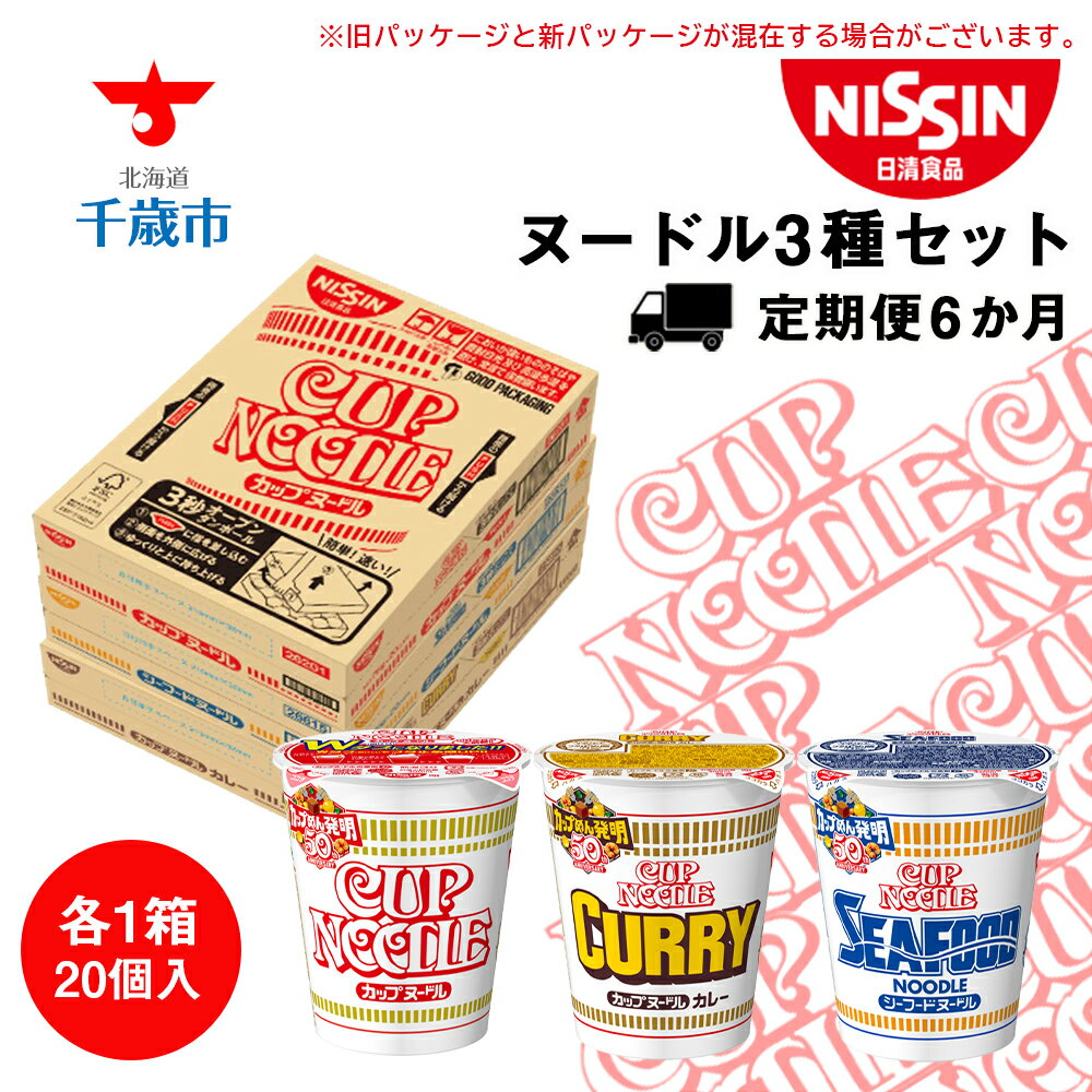 3位! 口コミ数「0件」評価「0」 【定期便 6か月】日清ヌードル3種セット 各1箱（20食）合計3箱 【北海道千歳市】ギフト ふるさと納税 麺類 ラーメン お楽しみ