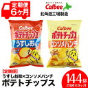 【ふるさと納税】【レビューキャンペーン!】 【 定期便 6カ月 】 カルビー ポテトチップス < うすしお × コンソメパンチ >12袋入 各1箱《北海道工場製...