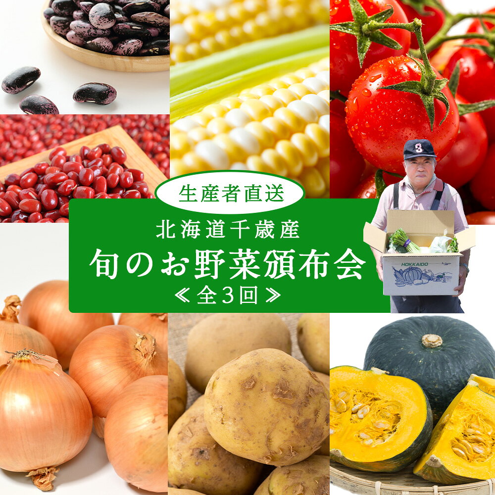 【ふるさと納税】【2026年発送予約】定期便3回 旬の野菜を「年3回」お届け《土居ファーム》 とうもろこし キャベツ トマト じゃがいも 玉ねぎ かぼちゃ にんにく 人参 豆 鷹の爪 ヤーコン やさい 千歳 北海道 北海道ふるさと納税 【北海道千歳市】ギフト ふるさと納税