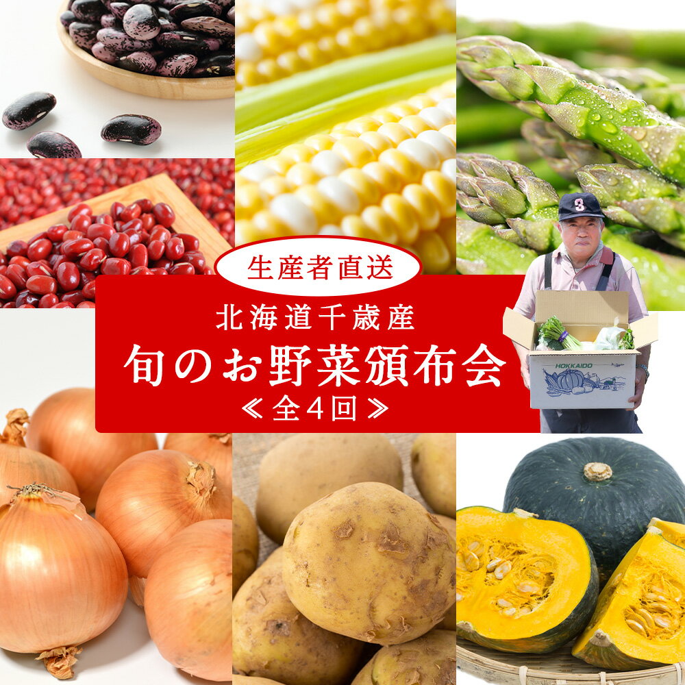 [2026年発送予約]定期便4回 旬の野菜を「年4回」お届け[土居ファーム] アスパラ カブ ブロッコリー キャベツ とうもろこし じゃがいも 南瓜 ニンニク 人参 玉ねぎ 豆 やさい 千歳 北海道 北海道ふるさと納税 [北海道千歳市]ギフト ふるさと納税