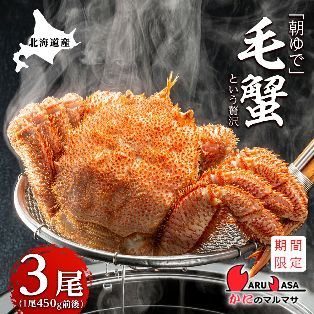 【ふるさと納税】送料無料 北海道産【朝ゆで】毛がに（450g