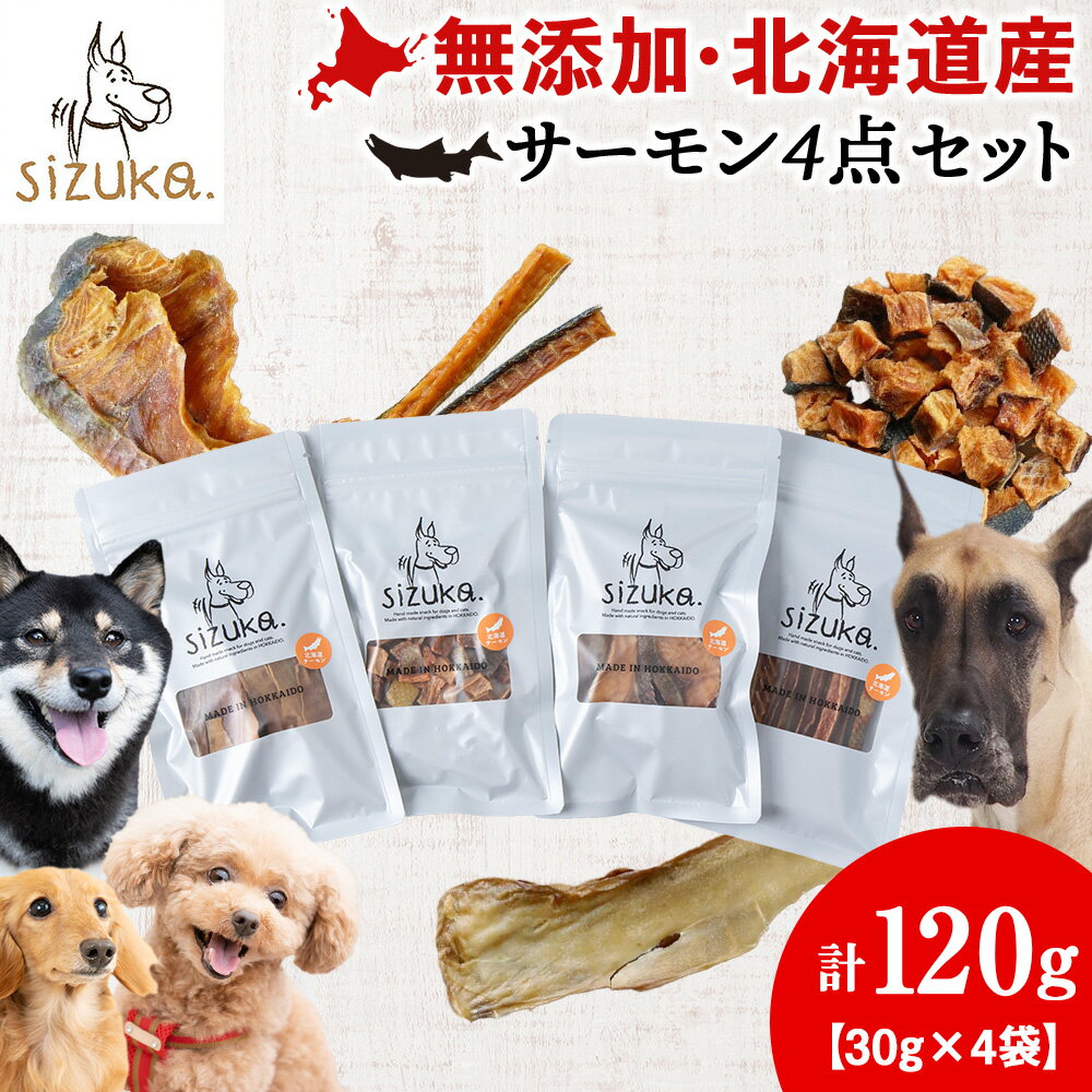 サーモン4点セット(4種類 各30g)鮭 サーモン ドッグフード ペット おやつ ジャーキー スライス スティック ひとくち 無添加 北海道ふるさと納税 ふるさと納税 北海道 千歳市[北海道千歳市]ギフト ふるさと納税