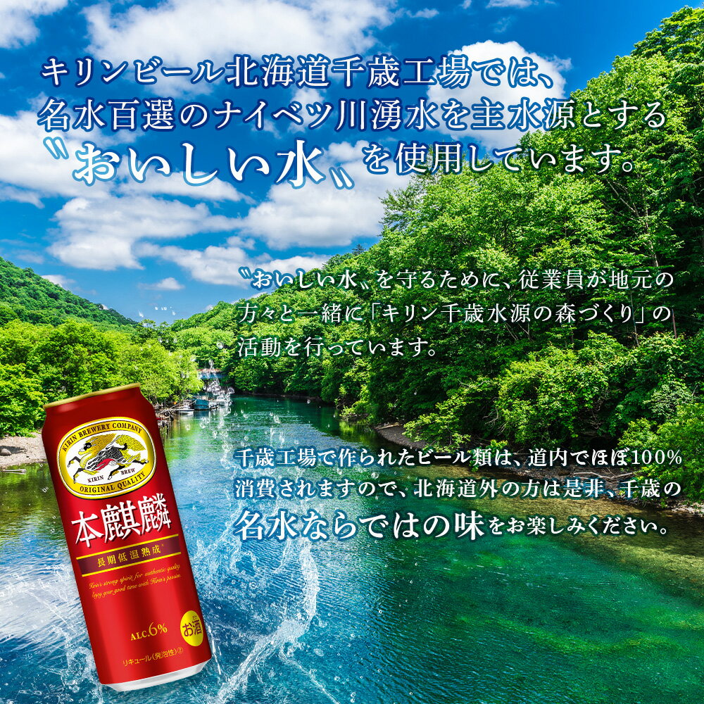 【ふるさと納税】 定期便 6ヶ月連続キリン本麒麟＜北海道千歳工場産＞500ml（24本）北海道ふるさと納税 ビール お酒 ケース ふるさと納税 北海道 ビール 千歳市 ふるさと納税 内祝い お歳暮 酒【北海道千歳市】 お楽しみ 麒麟 KIRIN