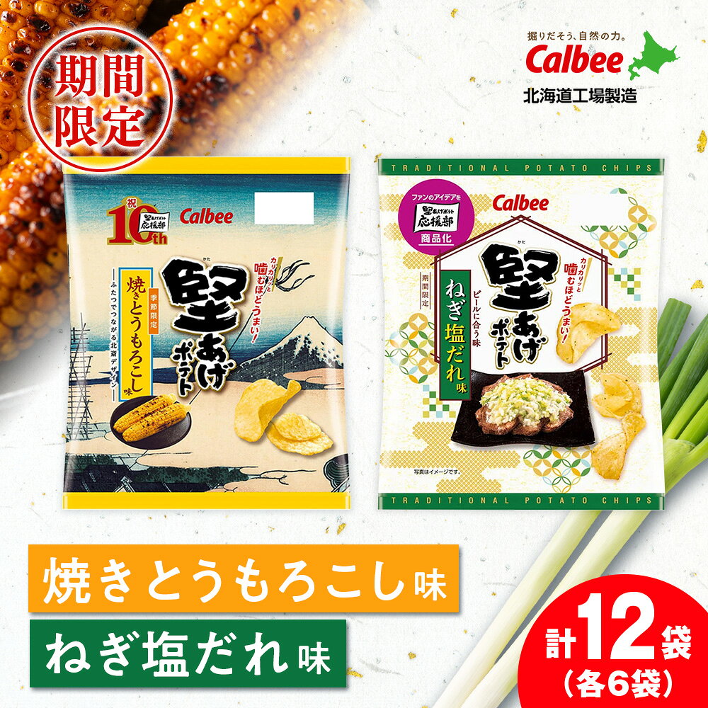 [9月30日受付終了]カルビー 期間限定 堅あげポテト[ねぎ塩だれ味][焼きとうもろこし味] セット(1箱12袋) [千歳工場製造] スナック お菓子 北海道 千歳 ポテチ ポテトチップス 北海道ふるさと納税 千歳市 ギフト [9月30日受付終了]