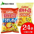 【ふるさと納税】カルビーポテトチップス＜うすしお×コンソメパンチ＞12袋入 各1箱《北海道工場製造》お菓子 スナック菓子 北海道産 じゃがいも ポテトチップス 北海道ふるさと納税 千歳市 ふるさと納税【北海道千歳市】