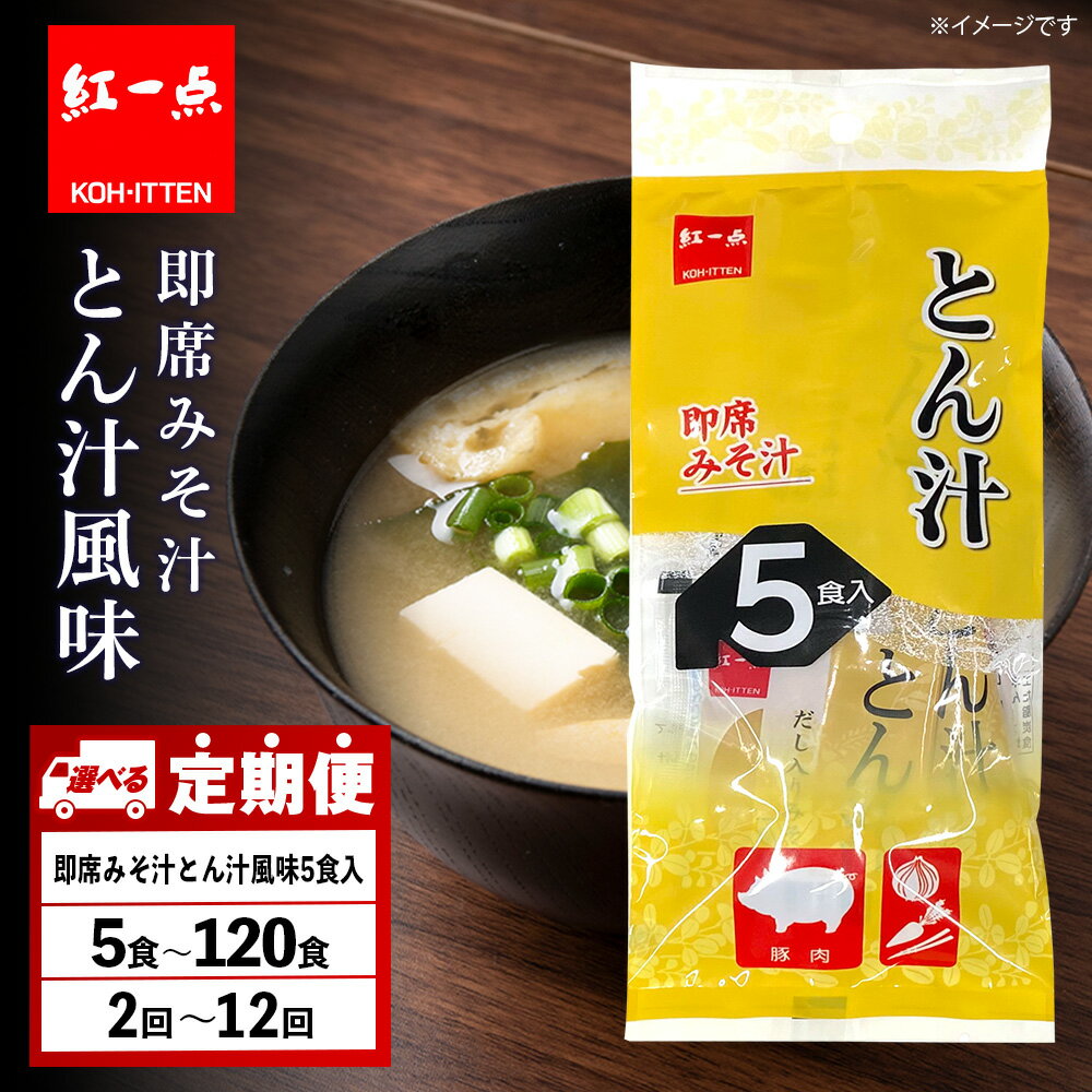 [選べる定期便]とん汁 インスタント 味噌汁 みそ汁 即席 5食入1袋〜24袋 豚汁 [紅一点][千歳工場製造]岩田醸造 紅一点 みそ 味噌 北海道[北海道千歳市]ギフト ふるさと納税