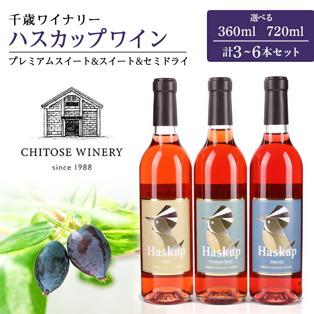 千歳ワイナリー ハスカップのワイン3種 セット 選べる3～6本セット 360ml 720ml お酒 ワイン お酒 ワインセット【北海道千歳市】ギフト ふるさと納税 クリスマス