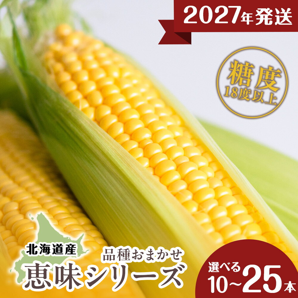 [先行予約]北海道 千歳産 とうもろこし 1本430g以上 選べる10本〜25本 恵味シリーズの中からおまかせで1種類 野菜 トウモロコシ 甘い 旬 夏 BBQ [ふぁーむあんざわ][北海道千歳市]ギフト ふるさと納税