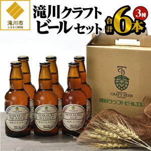 【ふるさと納税】滝川クラフトビール3種6本セット｜北海道 ビール クラフトビール ご当地ビール 地ビール 飲み比べ 3種セット お酒 BBQ 宅飲み 晩酌 こだわり プレゼント 詰め合わせ 空知 ギフト 贈答 滝川市