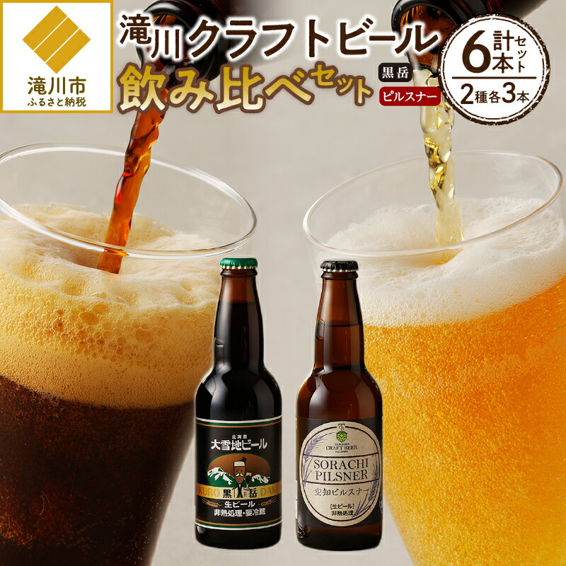 2位! 口コミ数「1件」評価「3」【滝川クラフトビール】ピルスナーと黒ビールの飲み比べセット｜お酒 クラフトビール 黒ビール 空知ピルスナー ソラチエース 黒岳 セット 計6･･･ 