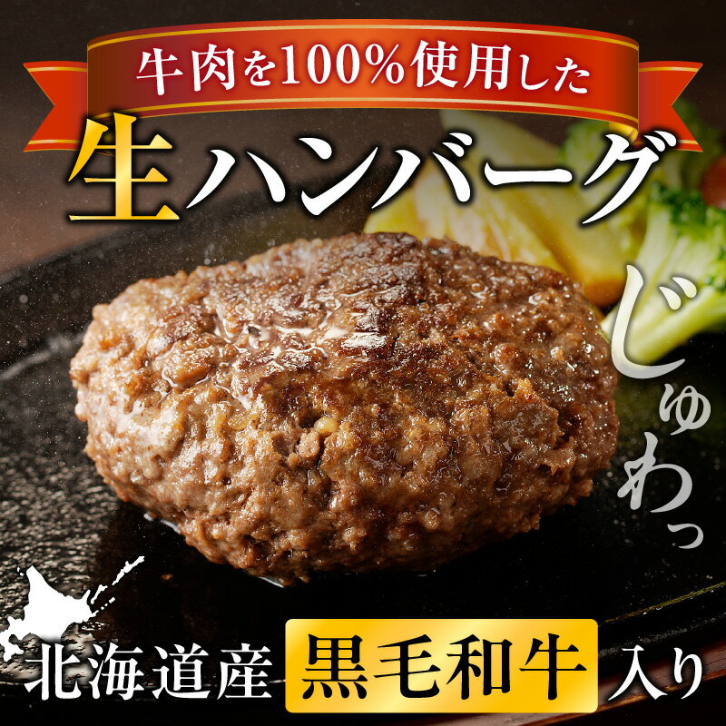 【ふるさと納税】＜レビューキャンペーン＞北海道産 黒毛和牛入り牛肉100％生ハンバーグ｜北海道　国産　加工食品　おかず　肉　牛肉　黒毛和牛　和牛　ハンバーグ　冷凍ハンバーグ　冷凍　小分け　パック　お取り寄せグルメ　贅沢　おすすめ　送料無料　滝川市