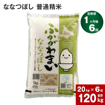 《先行予約》【2024年10月上旬より発送開始】 【6回定期便】北海道 深川産 ななつぼし (普通精米) 20kg (5kg×4袋) ×6回 計120kg特A お米 米 白米 精米 ご飯 ごはん