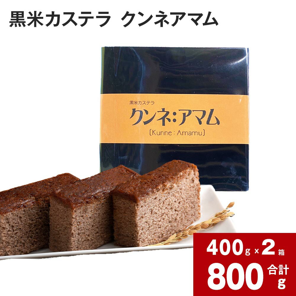 【ふるさと納税】 黒米カステラ クンネアマム 400g×2箱セット 深川産 黒米 お米 米 黒いお米 カステラ かすてら 甘さ控えめ バター 風味 リッチ 大人 珍しい お菓子 手土産 お土産 お茶菓子 一切れずつ 小分け ティータイム おやつ 北海道 深川市