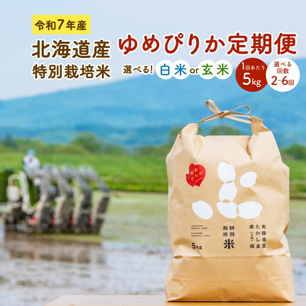 【ふるさと納税】【選べる定期便】令和7年産 北海道産 特別栽培米 ゆめぴりか 白米 玄米 1回あたり 5kg (2回/4回/6回) 精米 お米 米 ごはん ご飯...