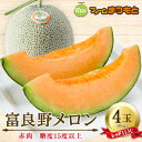 【ふるさと納税】富良野産 富良野メロン(レッド113U) 赤肉4玉入(内容量8kg)糖度15度以上【1398953】