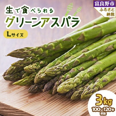 【ふるさと納税】「生」で食べられる!北海道富良野産 グリーンアスパラ Lサイズ 3kg【配送不可地域:離島】【1400428】