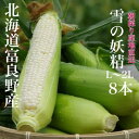 【ふるさと納税】【2025年出荷】朝採り白いとうもろこし「雪の妖精」北海道富良野産 L〜2L 8本入_ とうもろこし コーン トウモロコシ 野菜 ホワイトコーン...