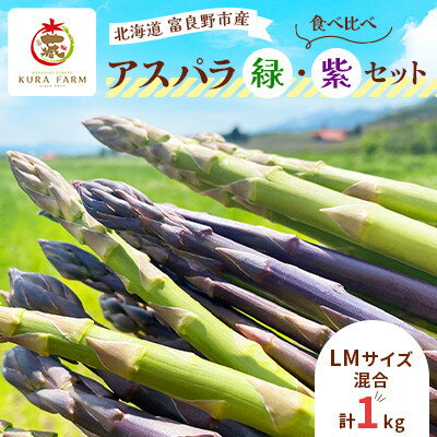 【ふるさと納税】北海道 富良野市産 アスパラ 緑・紫(LMサイズ混合 計1kg) セット 食べ比べ〈藏ファーム〉【配送不可地域：離島】【1505718】