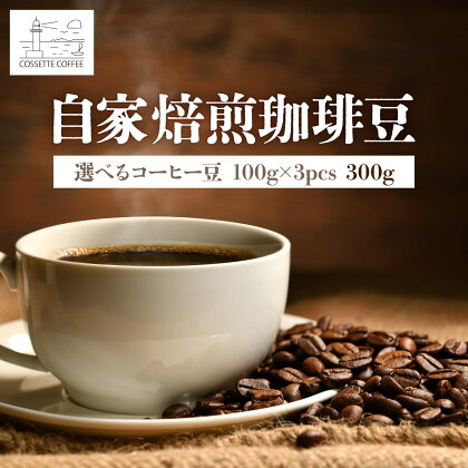 自家焙煎 コーヒー豆 100g×3個セット 300g　選べる組み合わせ COFFEE 珈琲 独自焙煎 カフェ 喫茶 ジャズ喫茶 深煎り 中深煎り 冷凍 世界に一つだけのコーヒー ギフト 贈り物 プレゼント