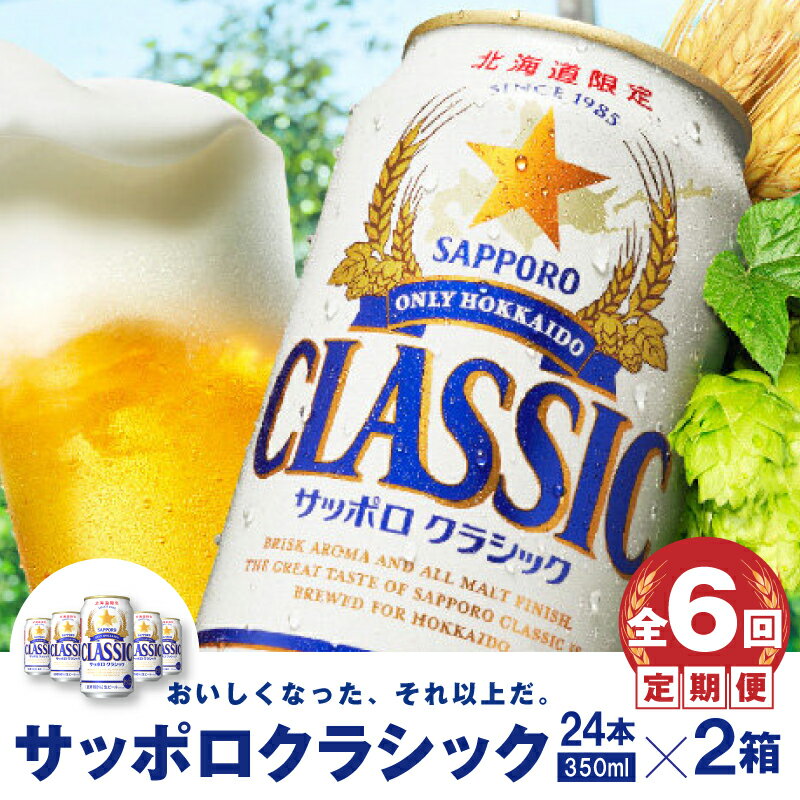 『定期便：全6回 』【北海道限定】サッポロクラシック350ml×24本×2箱 サッポロビール サッポロ 350ml 24本 2箱 2箱セット ビール 生ビール 北海道 ふるさと納税 恵庭市 恵庭 定期便 6ヶ月 定期 6回 半年 【300064】