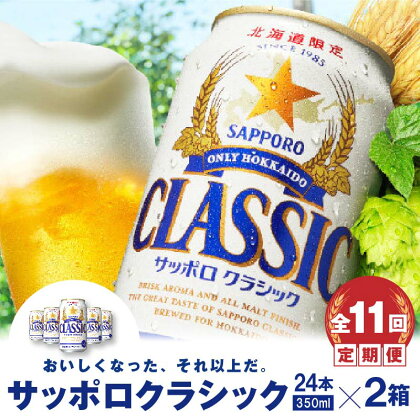 『定期便：全11回 』 サッポロクラシック350ml×24本×2箱 【北海道限定】 サッポロビール サッポロ ビール 生ビール 2箱セット 北海道 ふるさと納税 恵庭市 恵庭 定期便 11ヶ月 定期 11回 【300103】