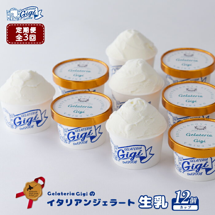 【ふるさと納税】【定期便3回】 ジェラテリアGigi イタリアンジェラート 生乳 詰め合わせ 110ml ジェラート アイス gigi 贈り物 12個 入り スイーツ お取り寄せ グルメ 定期便 3回 ふるさと納税 北海道 恵庭市 恵庭【430038】