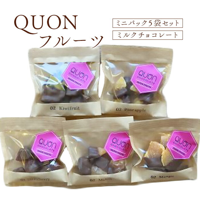 QUONフルーツミニパック5袋セット QUON 久遠 ミルクチョコレート チョコレート チョコ フルーツ お菓子 洋菓子 おやつ ふるさと納税 北海道 恵庭市 恵庭 [660009]