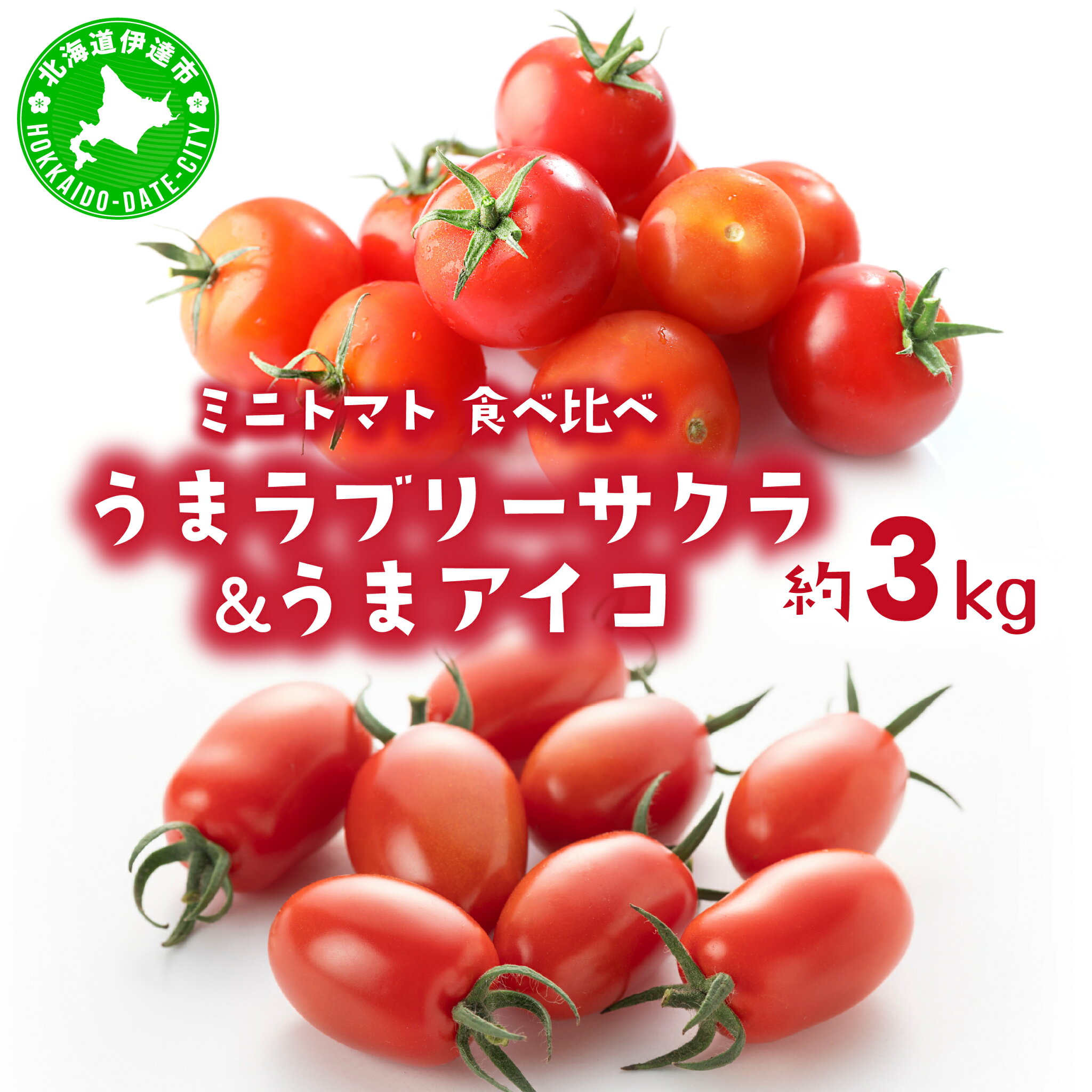 【ふるさと納税】【 2025年 発送 】先行予約 北海道 伊達 ミニトマト 2種 食べ比べ うま アイコ ラブリーサクラ 約3kg ジューシー プチ トマト 甘い 濃厚 彩り 鮮やか 野菜 産地直送