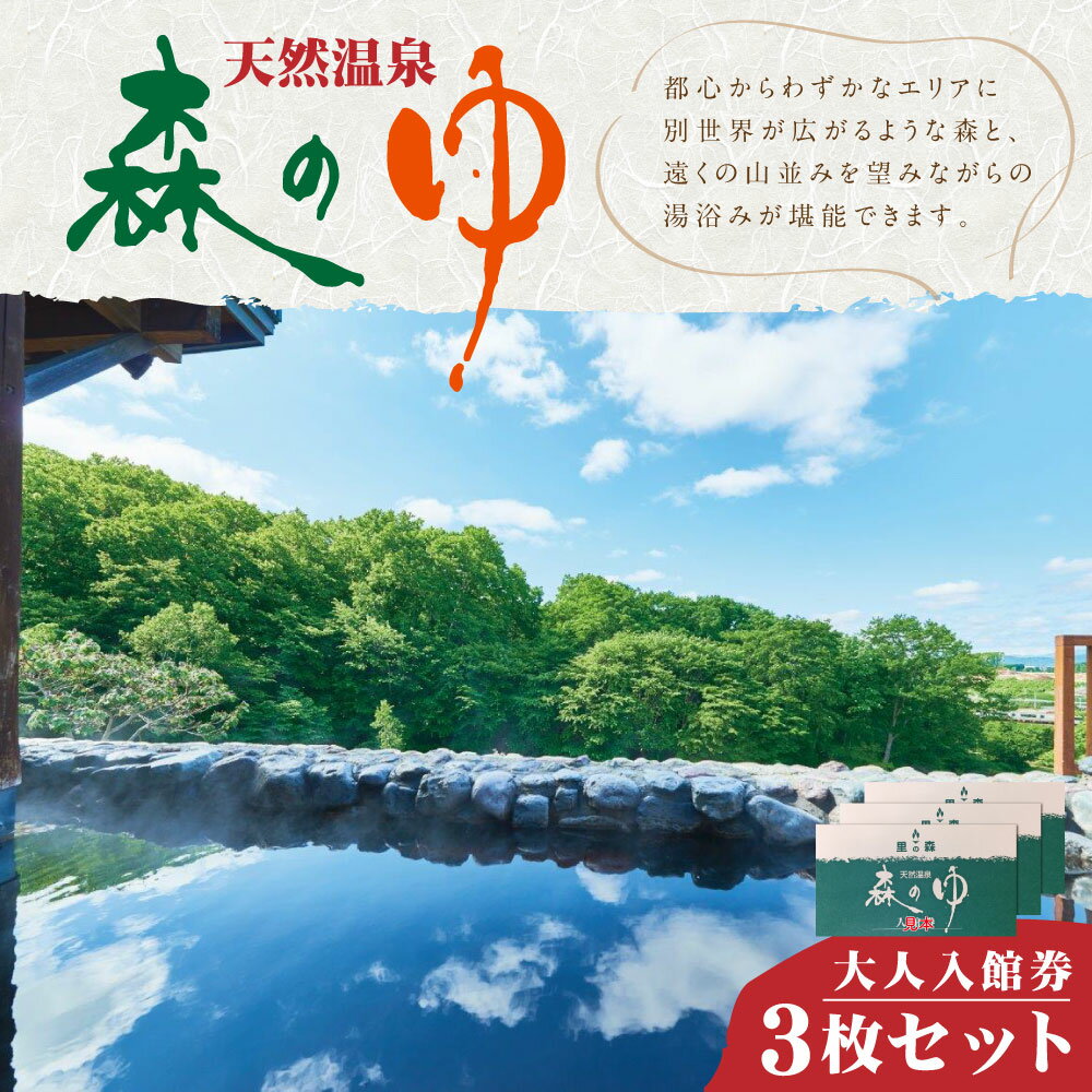 【ふるさと納税】森のゆ 大人入館券 3枚セット 温泉 日帰り温泉 天然温泉 露天風呂 チケット 券 入浴券 回数券 北海道 北広島市 送料無料その2