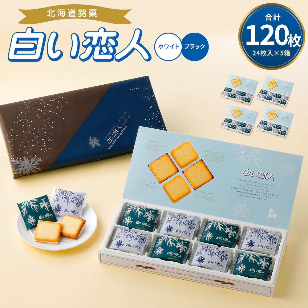 【ふるさと納税】白い恋人 ホワイト&ブラック 合計120枚 24枚入 5箱 チョコ ホワイトチョコ チョコレート菓子 洋菓子 お菓子 焼き菓子 ラングドシャクッ...