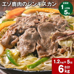 【ふるさと納税】【定期便】【1ヶ月毎5回】エゾ鹿肉のジンギスカン 300g×4パック 1.2kg 計6kg（1.2kg×5回） 鹿肉 お肉 肉 薄切り フルーツ醬油ベース 自家製タレ 冷凍 北海道産 国産 北海道 北広島市 送料無料