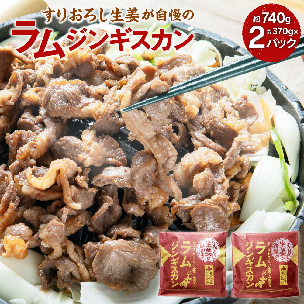 【ふるさと納税】すりおろし生姜が自慢の ラム ジンギスカン 約370g×2パック 合計740g ラム肉 生姜味 焼き肉 北海道 北広島市加工 送料無料