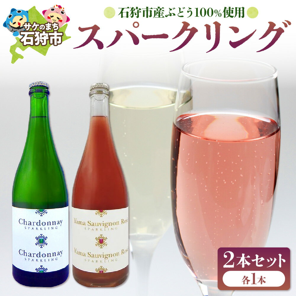 [レビューキャンペーン]ギフト お酒 スパークリング 石狩市産ぶどうで作ったスパークリング 2本セット セット 詰合せ 炭酸 ご当地 鮭 ワイン さっぽろワイン 札幌 北海道 石狩産 八幡 シャルドネ ヤマ・ソービニオン 内祝い[のし対応]