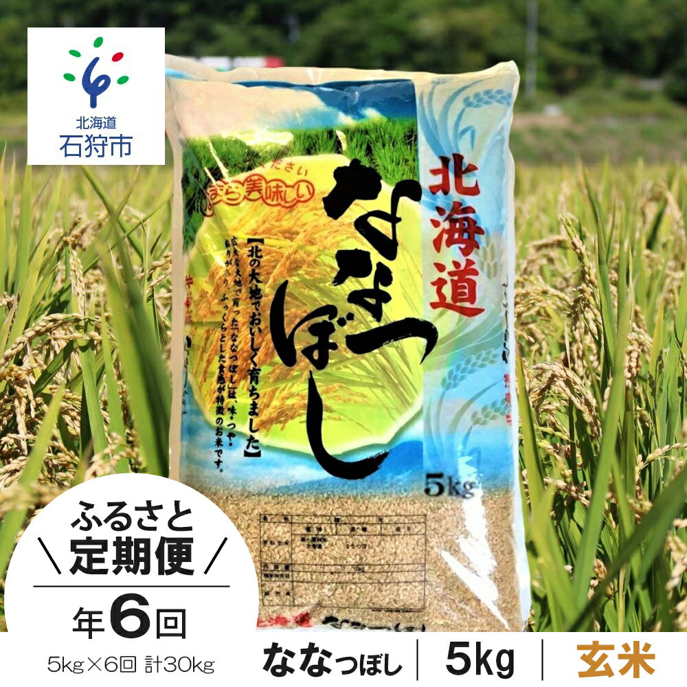 [令和5年度産]お米 玄米 ギフト[定期便][玄米]令和5年産 北海道産ななつぼし 5kg×6回 定期便 ショクラク石狩市 いしかり 北海道 米 特Aランク 北海道米 お米 玄米 北海道産 5キロ 30kg 30キロ I-06T008(のし対応可)