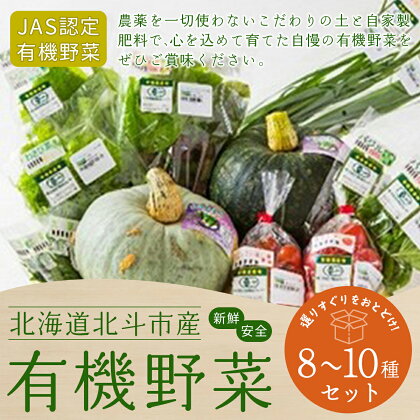 【JAS認定有機野菜】北斗市産 有機野菜8～10種類野菜セット 紙箱入(季節で種類が変わります) 【 ふるさと納税 人気 おすすめ ランキング 野菜 詰め合わせ セット ベジタブル アラカルト 有機野菜 有機栽培 南瓜 北海道 北斗市 送料無料 】 HOKB019