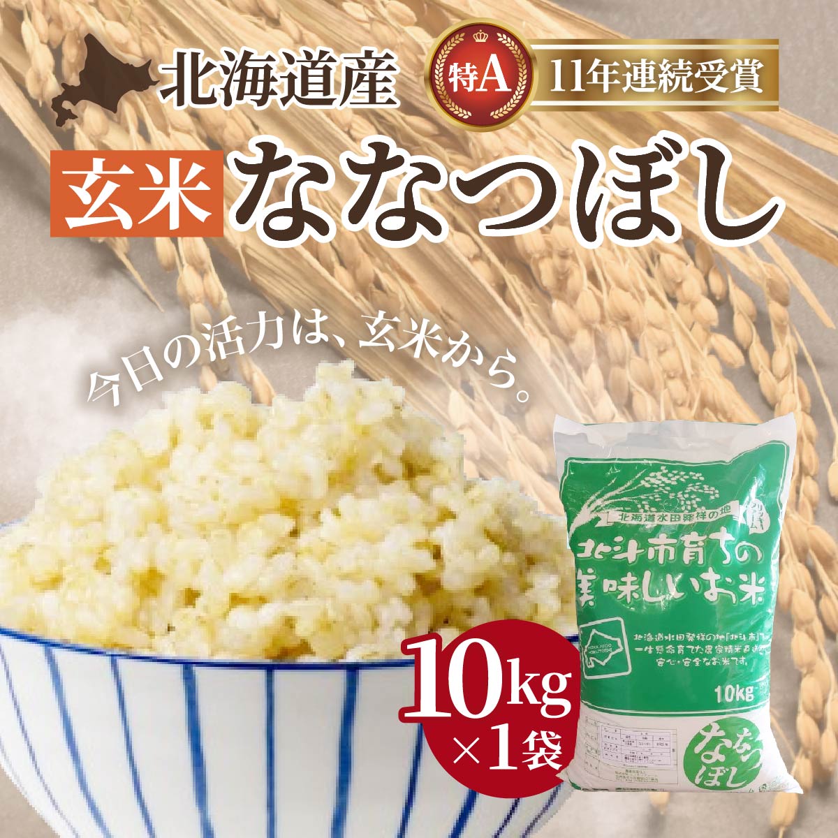 北海道産 特Aランク ななつぼし10kg【玄米】 【 ふるさと納税 人気 おすすめ ランキング お米 玄米 米 特Aランク米 ご飯 ななつぼし 北海道 北斗市 送料無料 】 HOKK011