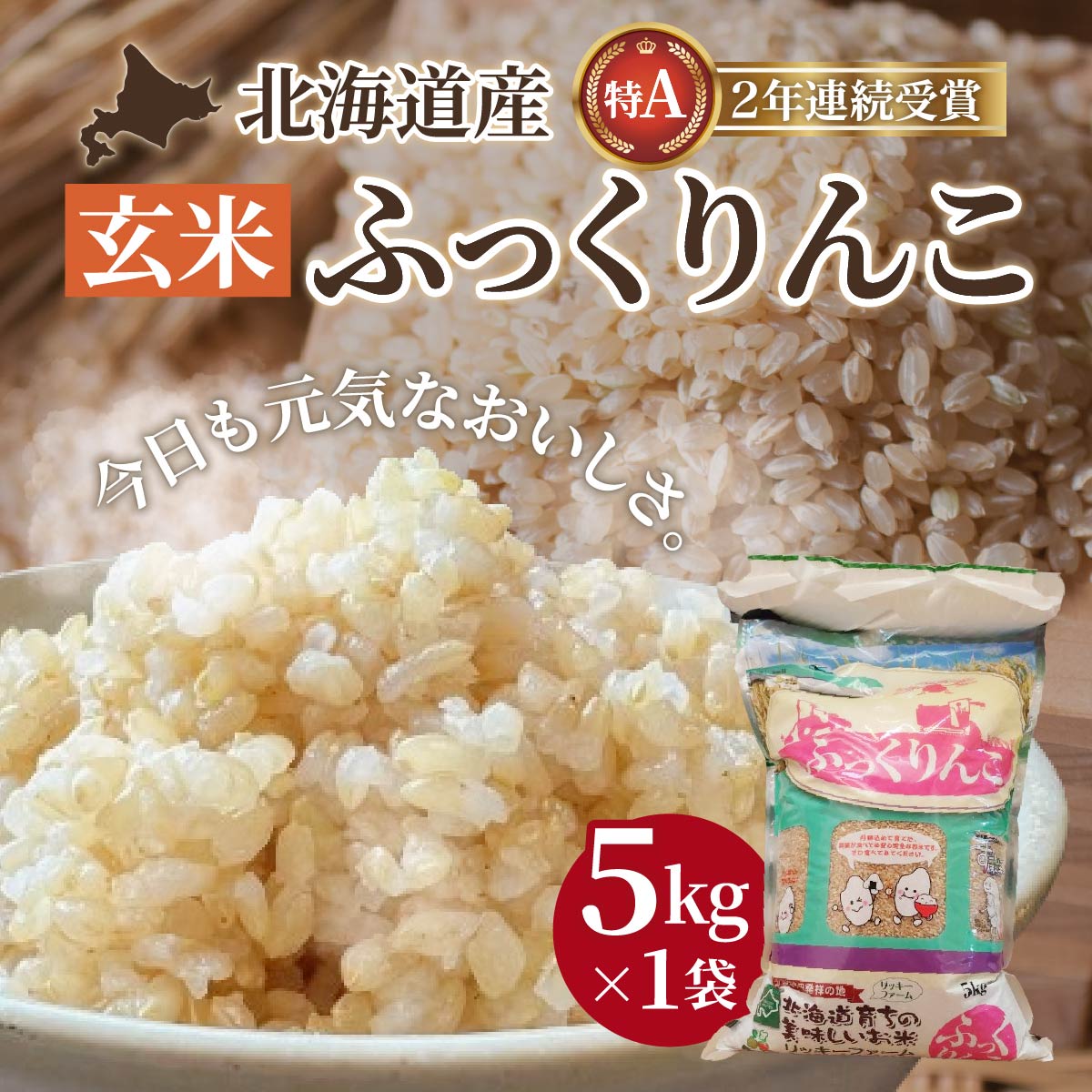 北海道産 特Aランク ふっくりんこ5kg【玄米】 【 ふるさと納税 人気 おすすめ ランキング お米 玄米 米 特Aランク米 ご飯 ふっくりんこ 北海道 北斗市 送料無料 】 HOKK013