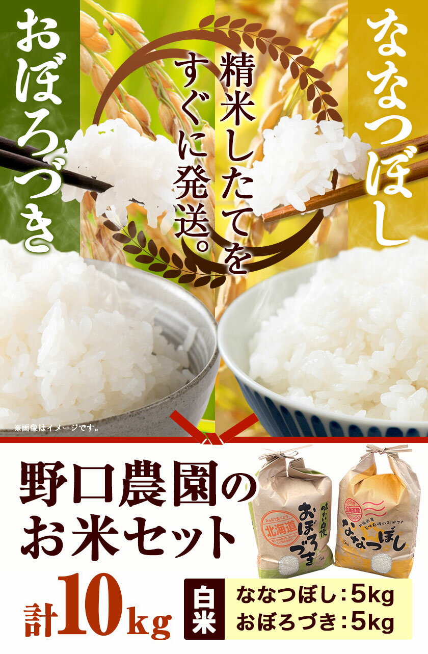 【ふるさと納税】野口農園お米セット10kg「ななつぼし・おぼろづき」 お米 10kg 5kg 北海道産 産地直送 ブランド米 ななつぼし おぼろづき 野口農園 《お申込順に出荷(通常1～2か月程度)》 国産 精米 白米 米 食べ比べ