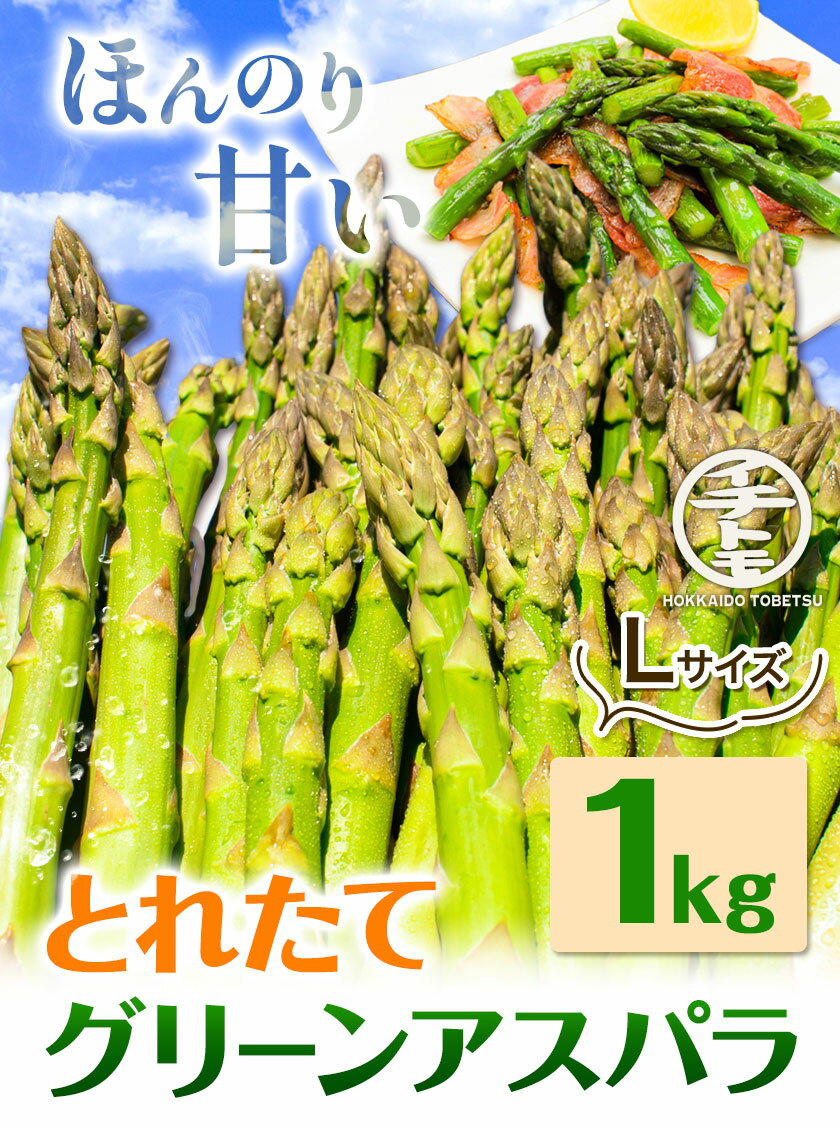 【ふるさと納税】【2026年先行受付】とれたてグリーンアスパラLサイズ1kg イチカワトモヒロ農場 北海道 当別町 野菜 アスパラガス アスパラ グリーンアスパラ Lサイズ 北海道産 季節限定 旬 春 有機肥料 当別 美味しい 1kg《2026年5月上旬頃から6月下旬頃まで出荷予定》