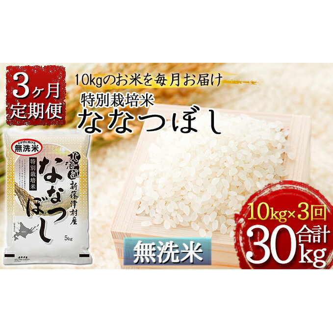 【ふるさと納税】【無洗米】北海道新篠津村産 特別栽培米ななつぼし10kg（5kg×2）×3ヶ月連続お届け　【定期便・お米・ななつぼし・米・特別栽培米・無洗米・3カ月・3回】