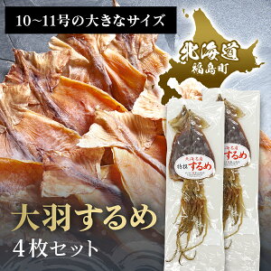 【ふるさと納税】大羽するめ 10~11号 4枚セット するめ スルメ いか イカ するめいか スルメイカ 大羽 干物 健康 おつまみ するめのまち 贈答 贈り物 ギフト プレゼント 北海道 福島町 送料無料 FKK004