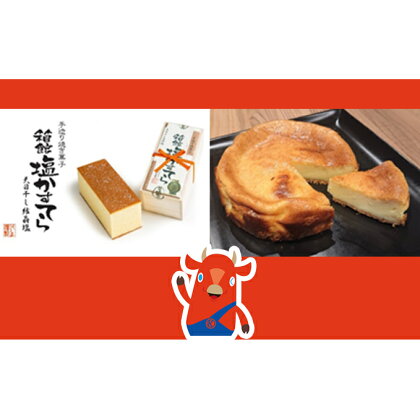 箱館塩かすてらとベイクドチーズケーキのセット　【定期便・お菓子・チーズケーキ・カステラ・箱館塩かすてら・ベイクドチーズケーキ・・セット・甘さ・しょっぱさ・赤鶏・福塩・塩カステラ】