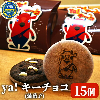 ya !キーチョコ(焼菓子) 15個 [ お菓子 スイーツ おやつ 黒米 最中の皮 器 木古内産 米 お米を使ったお菓子 チョコ味 こども 北海道 ゆるキャラ キーコ ]