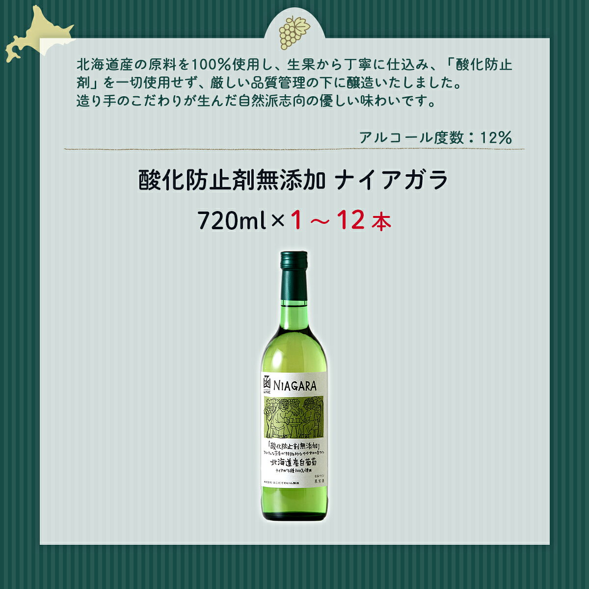 【ふるさと納税】酸化防止剤無添加 ナイアガラ 720ml 選べる本数（1本/6本/12本）【ふるさと納税 人気 おすすめ ランキング ワイン わいん お酒 おさけ 酒 アルコール ギフト プレゼント ナイアガラ 北海道 七飯町 送料無料】