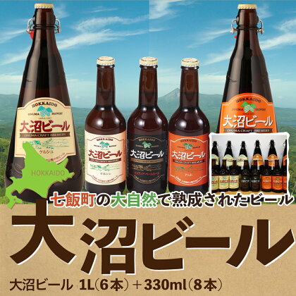 【金賞受賞】大沼ビール詰合せ1L （ケルシュ3本・アルト3本）+330ml（ケルシュ3本・アルト3本・IPA2本） 大沼ビール アルカリイオン水 ビール 麦酒 お酒 麦芽 ホップ ギフト セット アルコール NAH008