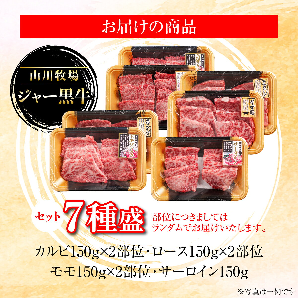 【ふるさと納税】【セット】山川牧場ジャー黒牛7種盛 【 ふるさと納税 人気 おすすめ ランキング 牛 牛肉 和牛 ジャー黒 モモ ロース 焼き肉 サーロイン カルビ セット 北海道 七飯町 送料無料 】 NAN014 f013374-nanae-10000558 北海道七飯町 サンプル画像3