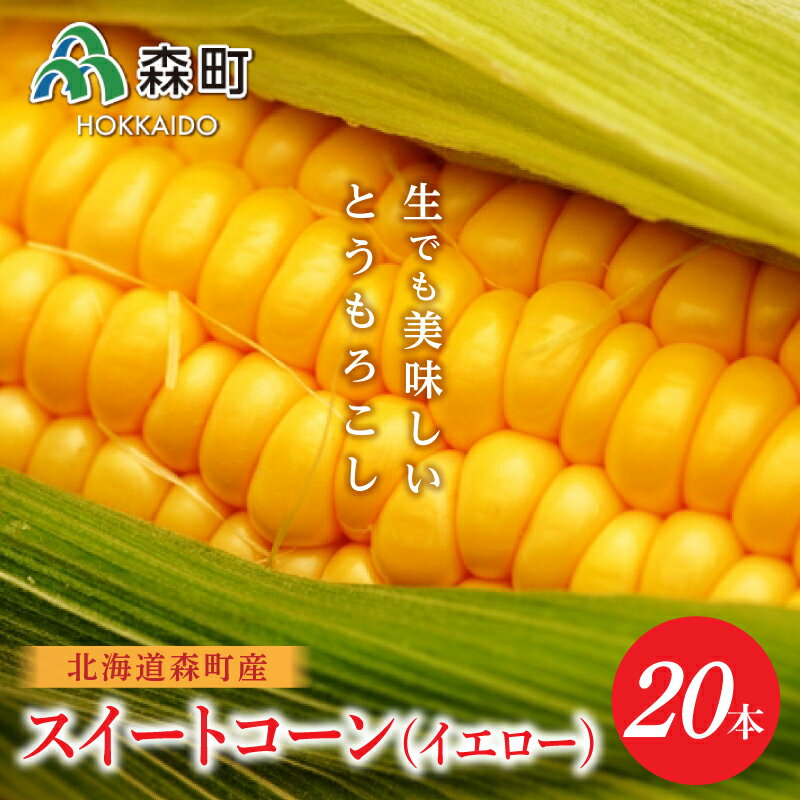 19位! 口コミ数「4件」評価「3.75」【先行予約】北海道森町産スイートコーン（イエロー）20本（2024年7月下旬～9月中旬までに順次お届け） 北海道森町産 トウモロコシ とうき･･･ 