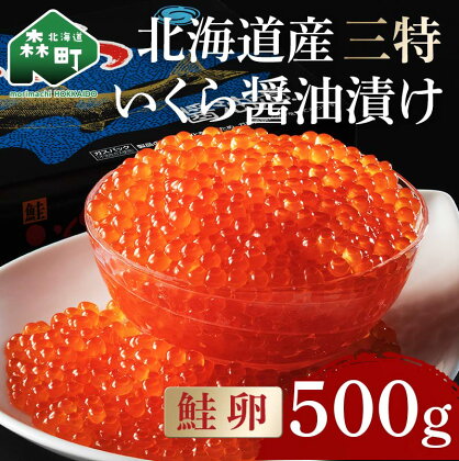 【緊急支援品】北海道産 三特 鮭いくら 醤油漬け 500g×1パック ＜ワイエスフーズ＞ 森町 最高級 いくら 醤油漬け 海産物 イクラ 鮭卵 鮭 丼 軍艦 手巻き 寿司 秋鮭 北海道 mr1-0163