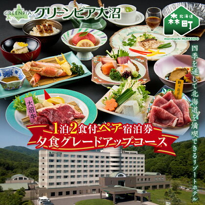 グリーンピア大沼 ペア宿泊券 1泊2食（夕朝食付）夕食グレードアップコース ＜グリーンピア大沼株式会社＞ 旅行 観光 ホテル アウトドア 北海道 森町 ふるさと納税 mr1-0228