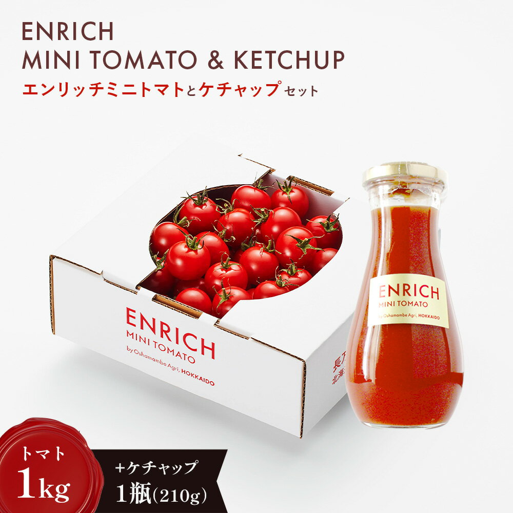 【ふるさと納税】ケチャップセット(エンリッチミニトマト1kgとケチャップ210g×1瓶のセット) | ミニトマト ケチャップ トマト フルーツトマト GABA 美容 健康 安心 新鮮 野菜 ギフト 贈り物 北海道 長万部町 長万部【070016】